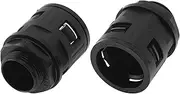 X AUTOHAUX M25x1.5 Cable Glands 28.5mm / 1.12" Bellows Quick Connector Straight PA6 Nylon Black 2 Pcs