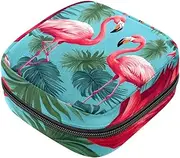 Period Bag,Sanitary Napkin Storage Bag,Flamingo Leaves Tropical Hawaiian Style,Tampon Bag for Purse
