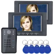 7"LCD 2 Monitor RFID Password Video Door Phone Intercom Doorbell With IR Camera