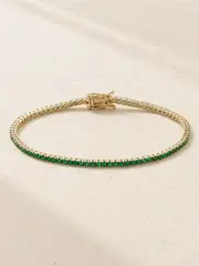 [Sydney Evan] Sydney Evan - 14-karat Gold Emerald Tennis Bracelet - Green - 17 17 Green