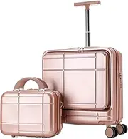 [IRYZE] Lightweight Suitcase 2 Piece Sets Spinner 18inch Suitcase,With Telescopic Handle, 14-inch Cosmetic Case Carry on Luggage, Pink, 14+18in