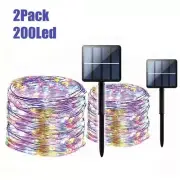 2Pack 200 LED Solar String Lights Fairy Garden Outdoor Party Lamp For Decorate