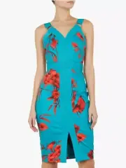 Ted Baker Turquoise Jordja Fantasia Panel Bodycon Sheath Dress Ted Size 0/ US 2