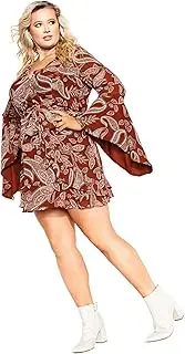 [City Chic] Women's Plus Size Dress - Paisley, Ginger Paisley, 16 Plus