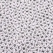 100 Pcs Acrylic Beads 4x7mm Round Beads Kits Alphabet Letters A-Z Star Beads for Bracelets Necklaces DIY Jewelry Making(White)