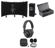 Audio Technica AT4033A Condenser Microphone+mount+Cover+Case+Headphones+Shield