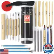 ARTEZA Pottery and Polymer Clay Tools, 22-Piece Sculpting Set with Steel Tips