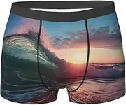 [QMNEHJ] Ocean Tide Waves Men's Boxer Briefs Breathable Stretch Underwear Moisture-Wicking Trunks for Men