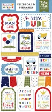 Echo Park Paper LITTLE DREAMER BOY 6x13 Sheet of Chipboard Phrases