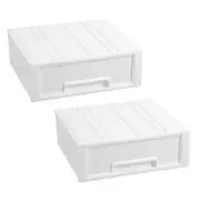 2x Boxsweden 28.5x26cm Stacking Drawer Organiser Home Storage Container WHT