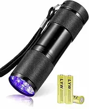 UV Black Light Torch, UV Flashlight 9 LED 395nm Pet Urine Detector Blacklight, 3 AAA Batteries Included, Find Stains on Clothes, Carpet or Rugs