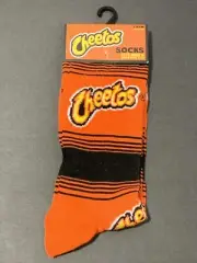 Cheetos Novelty Crew Socks Orange & Black Size 6-12