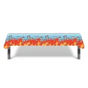 Fireman Birthday Table Cover- Fire Engine Fire Fighter Theme Tablecloth for Kids Birthday Party Decorations