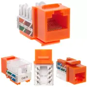 100 pcs Cat6 Punchdown Keystone Jack Orange 45 Degree Angle Ethernet Network