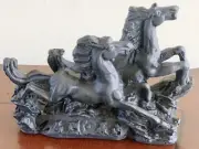 Running Two Horses Statue Feng Shui Two Galloping Horses Statue for Desk Decor