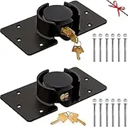 OIHYA 2 Pack Van Door Locks Keyed Alike, 73mm Heavy Duty Solid Steel Hidden Shackle Padlock and Hasp Set, with 4pcs Keys and 80mm Screws for Vans, Trucks, Gates, Trailer Black