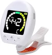 Luocute Guitar Tuner Clip On, Color Screen Display Tuner with Beat Function Guitar Accessories for Chromatic Guitar Bass Violin Ukulele (White)