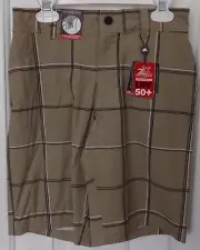 Zero Xposur Skate Shorts Sand Beige Plaid Boys Size 8 UPF50+ Magnum Performance