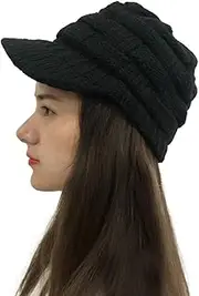 [Generic] Pro Circuit Snap Back Solid Knit Hats Stitching Plush Peaked Women Crochet Cap Baseball Caps Damsel Hat