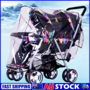 Double Stroller Rain Cover Tandem Stroller Raincoat Baby Shield Universal NEW