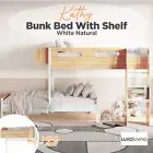 Single Size Modern Bunk Bed Engineered Wood with Shelf - White Natural