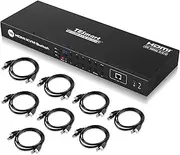 TESmart HDMI KVM Switch 16 Port, 16x1 4K@60Hz KVM Switcher, Monitor Keyboard and Mouse Switch for 16 Computers with Rack Ears, EDID Emulator | Hotkey | RS232 | LAN Port, IR Remote and 8 KVM Cables