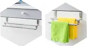 Vaguelly Retractable Double Towel Bar Rack Stainless Steel Bathroom Storage Wall Mounted Space Saving Design for Towels and Kitchen Use Durable and Resistant