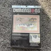 Vintage Dimensions No Count Cross Stitch Kit Afternoon Stroll Geese New Sealed