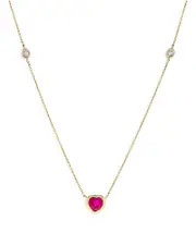 Bloomingdale's Fine Collection Ruby & Diamond Heart Bezel Pendant Necklace in 14K Yellow Gold, 16.5