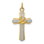Sterling Silver Rhodium-Plated & 18K Gold-Plated Dove (Satin) Cross Charm