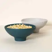 The Popcorn Bowl with Kernel Sifter - Speckled White. NEW