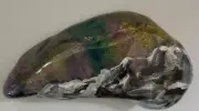 Painted Rock PNW Ocean Rock Aurora Borealis with Mountain.