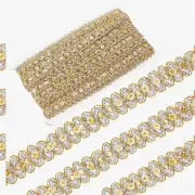 GoldenWave Sequin Lace Trim: 14.2Yds of Sparkling Gold Embroidery Ribbon, 3/4" W
