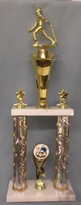 giant home run BASEBALL 2 post trophy silver columns white marble base champion
