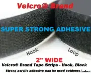 2" wide Velcro® Brand SUPER STRONG ADHESIVE Tape Strip Hook and Loop Black YARD