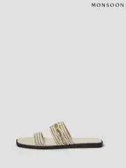 Monsoon Cream Macy Diamante Strap Slide Sandals (F83145) | $90