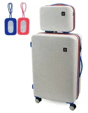 [GAP] Hard-Shell Stripe Large Suitcase With Beauty Case Set in White