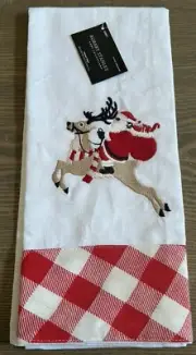 NWT Robert Stanley white red santa clause hand kitchen towel 18" x 28"