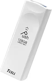 TCELL Push 128GB USB 3.2 Gen1(3.1/3.0) USB Stick Flash Drive Read Speed up to 100MB/s, Retractable Design USB Memory Stick Thumb Drive Pen Drive, White
