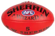 GENUINE || Sherrin Wizard Leather Red Football