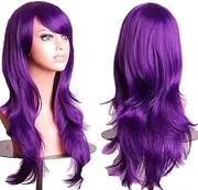 Purple Big Wavy Cosplay Wig, Outop 28" Heat Resistant Cosplay Full Hair Wig Party Costume Wig for Parties