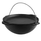 10 L Cast Iron Cauldron Camping Kazan with Lid Frying Pan for Campfire Cooking
