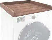 [SADIELIFE] Washer Dryer Countertop Only,Edge Rails-27.5" Depth*27.5" Width Laundry Room Organization,High-Adhesion Non-Slip Protective Layer,with Edge Rails (Walnut)