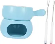 KOCKSHION 1 Set Ceramic Chocolate Fondue Pot Set with Forks Melting Pot for Ice Cream and Cheese High Temperature Resistant Sturdy Design for Kitchen Use for Parties and Special Random Color