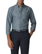 [Ben Sherman] Chambray Long Sleeve Shirt in Navy