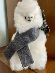 Peruvian Store Baby Alpaca Fur Plush Stuffed Animal w Gray Scarf So Soft w Tags