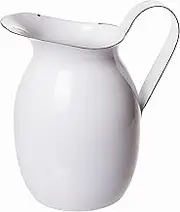 Decorative Agate Metal Water Pitcher, Vintage Flower Vase Centrepiece, White, Small, 18cm