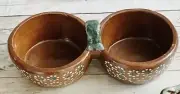 Terracotta Salsa Holder 2 Trays Salsero de 2 Cazuelitas de Barro
