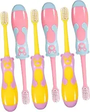 Gogogmee 6pcs Boys and Girls Toothbrushes Bristles Soft Baby Toothbrush for Boys and Girls Children Cleaning Suction Cup Cartoon Piggy Handle Colorful