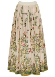 Alice + Olivia Catrina Floral-embroidered Tulle Maxi Skirt - Beige - 8 (UK 12 / M) 8 (UK 12 / M)